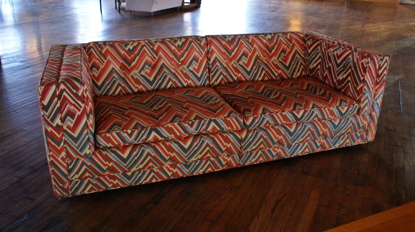 MCM Orange and Green Zig Zag Pattern Couch