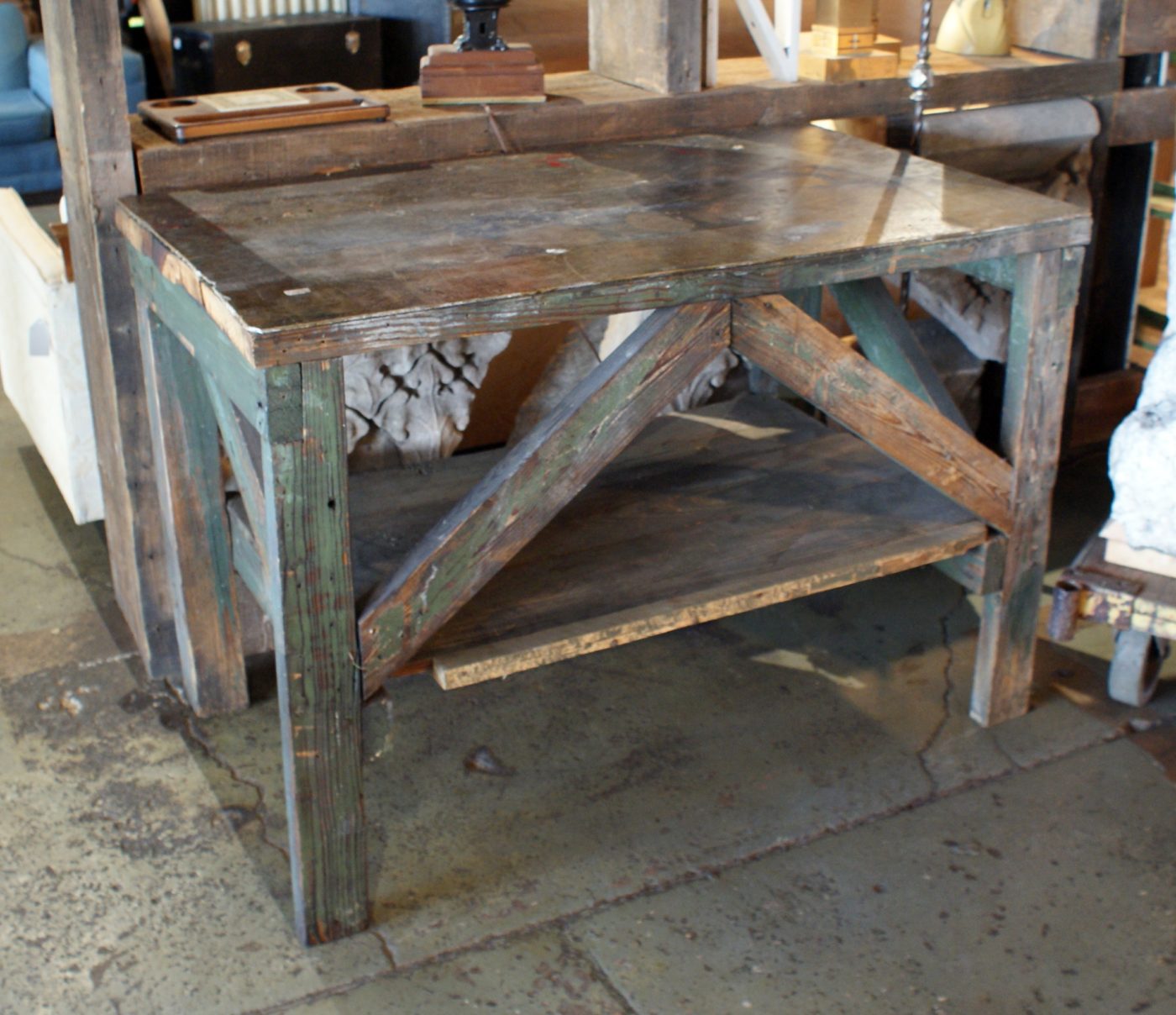 Small Industrial Wood Work Table