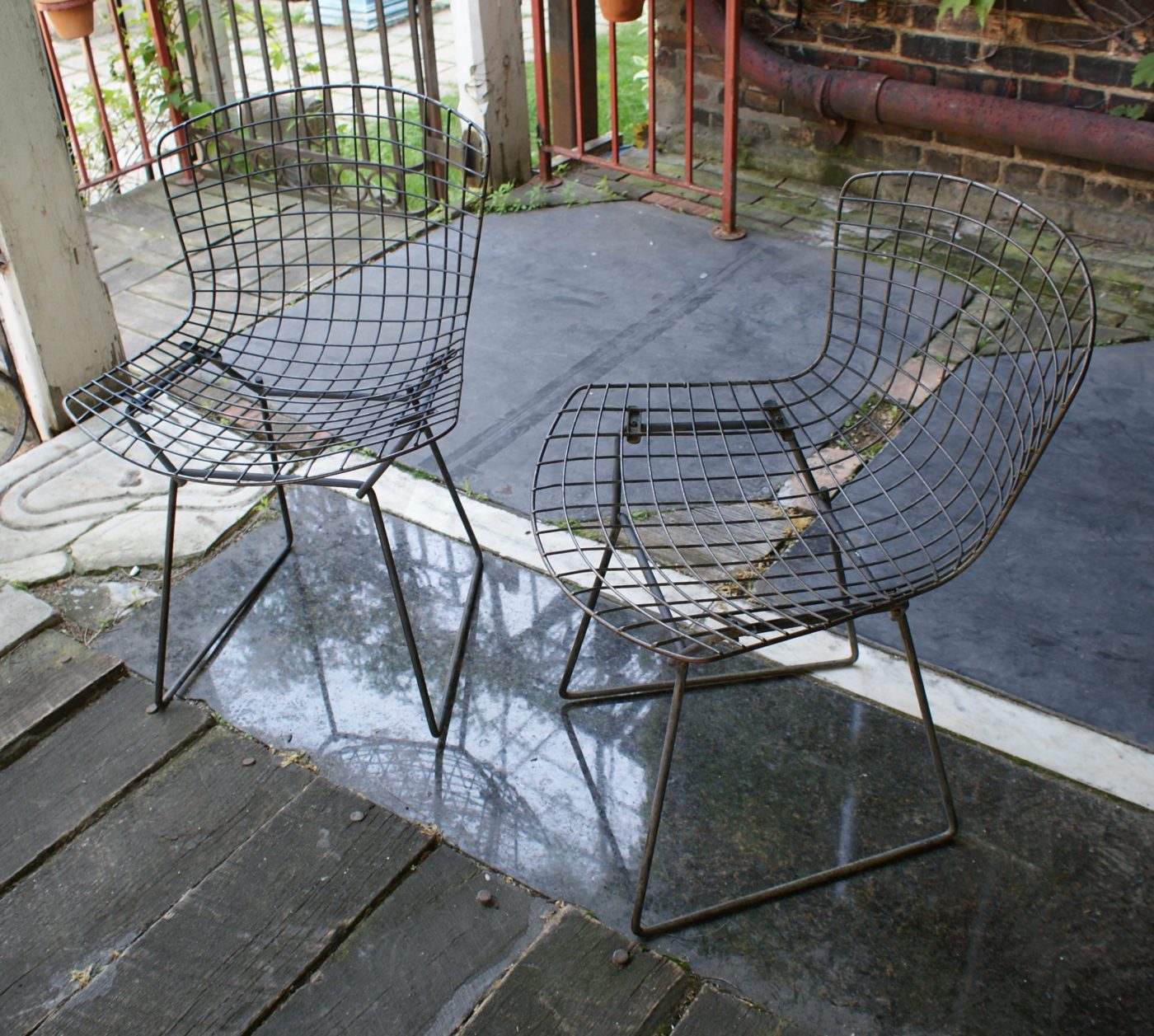 Set of 6 Iron Basket Patio Chairs