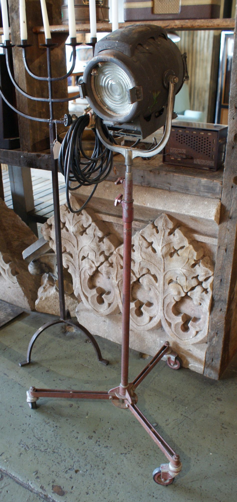 Small Antique Theater Light on Stand