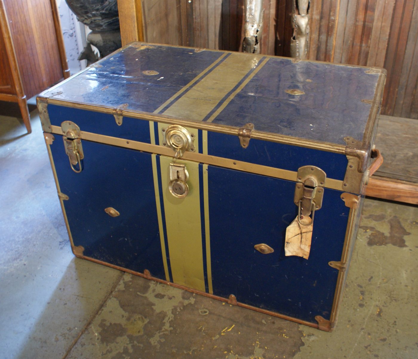 Vintage Blue Steamer Trunk