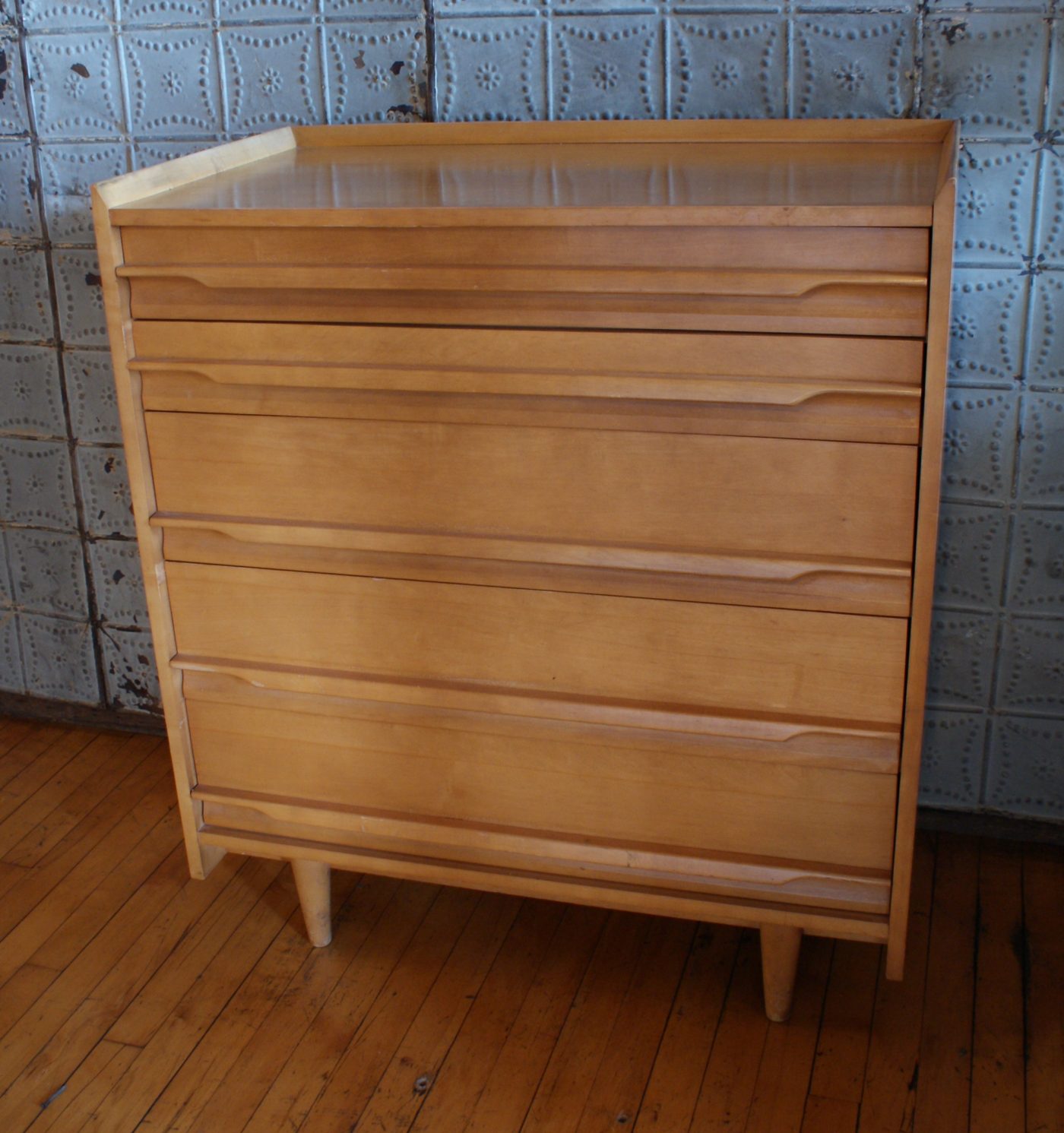 MCM 5 Drawer Blonde Dresser by Crawford