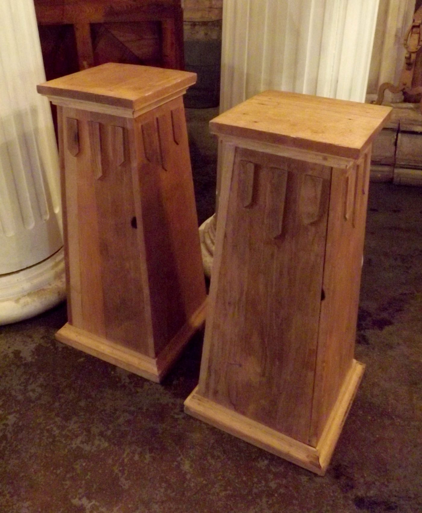 Antique Light Oak Pedestal PAIR