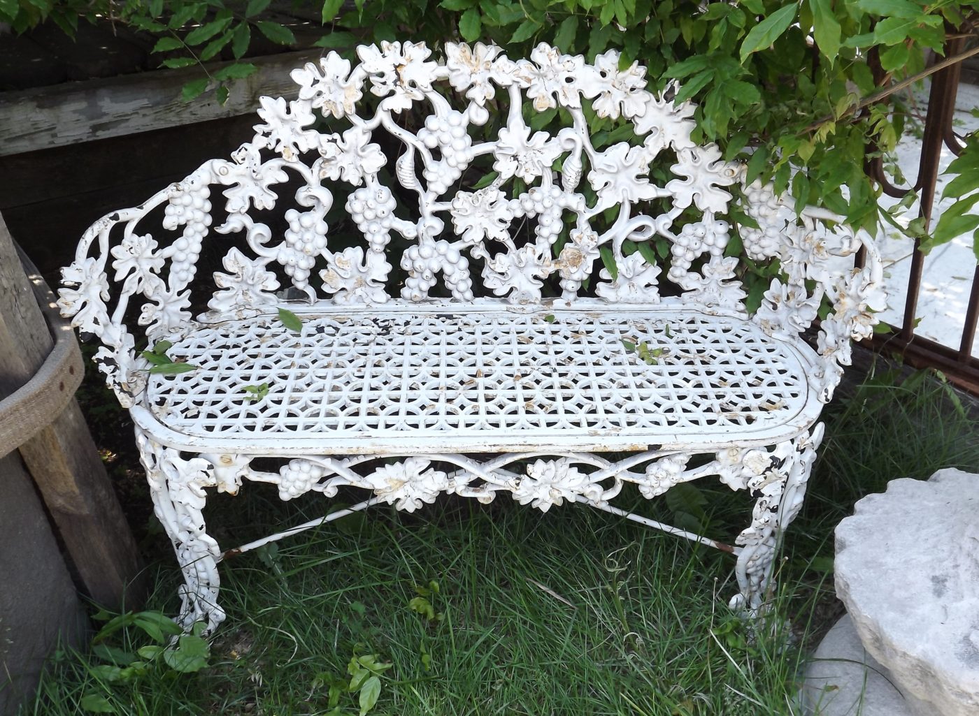 White Iron Outdoor Bench