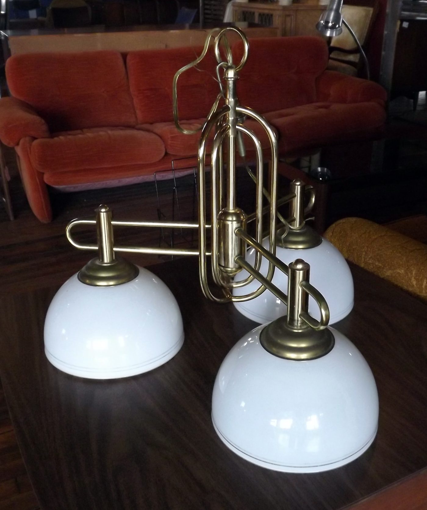 3 Light Brass Fixture w Glass Shades