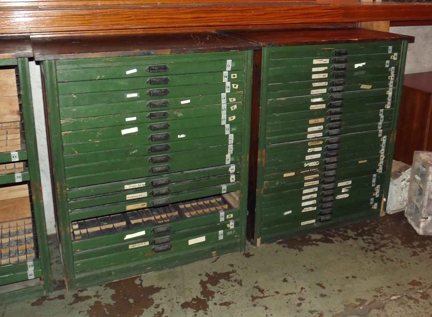 Antique Letterpress Cabinet w Type