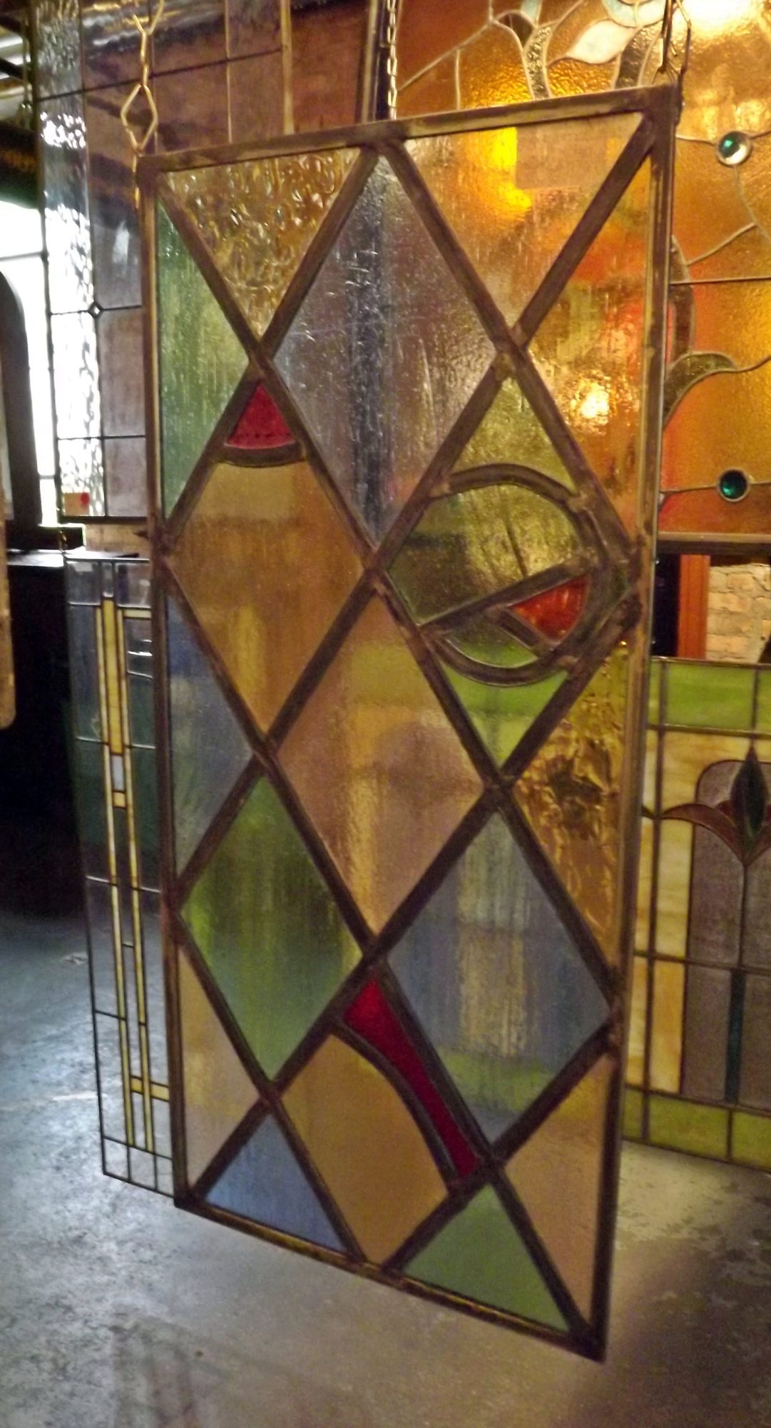 Multi Color Diamond Panels w Abstractions Stained Glass