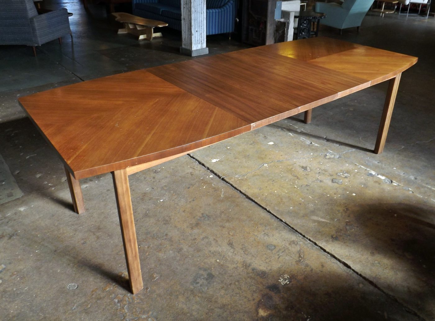 Bookmatched MCM Dining Table w 3 Leaves