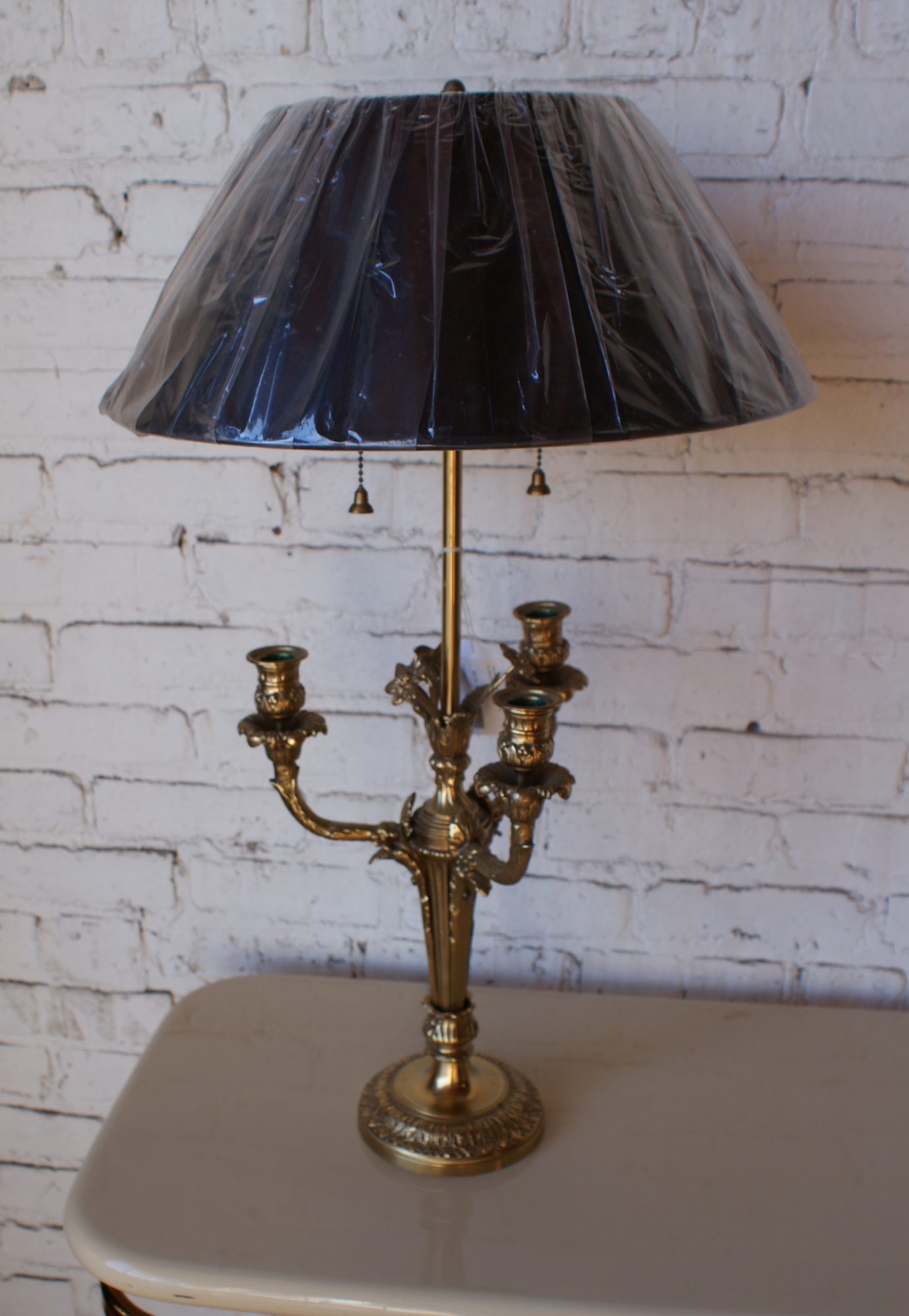 GE Brass 3 Candle Table Lamp by Warren Kessler