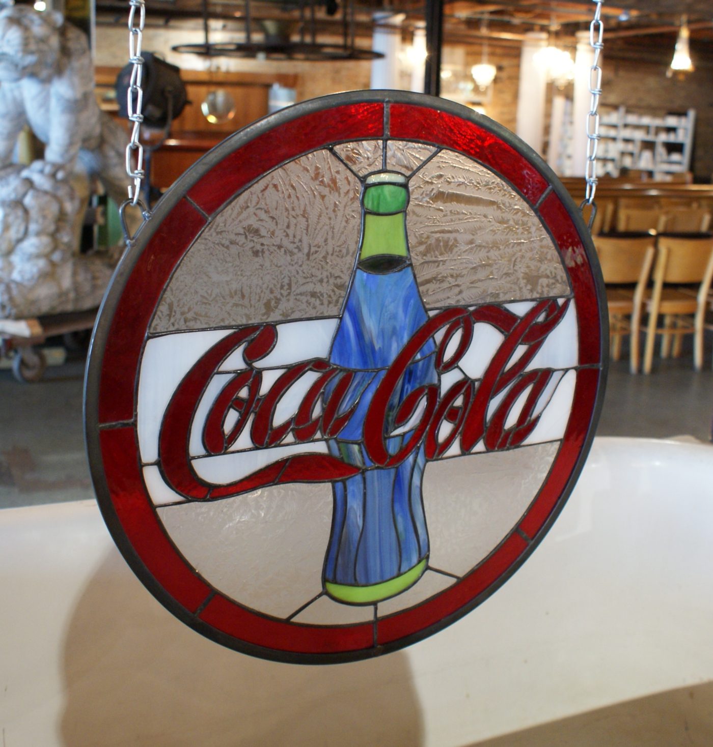 Coca Cola Round Stained Glass