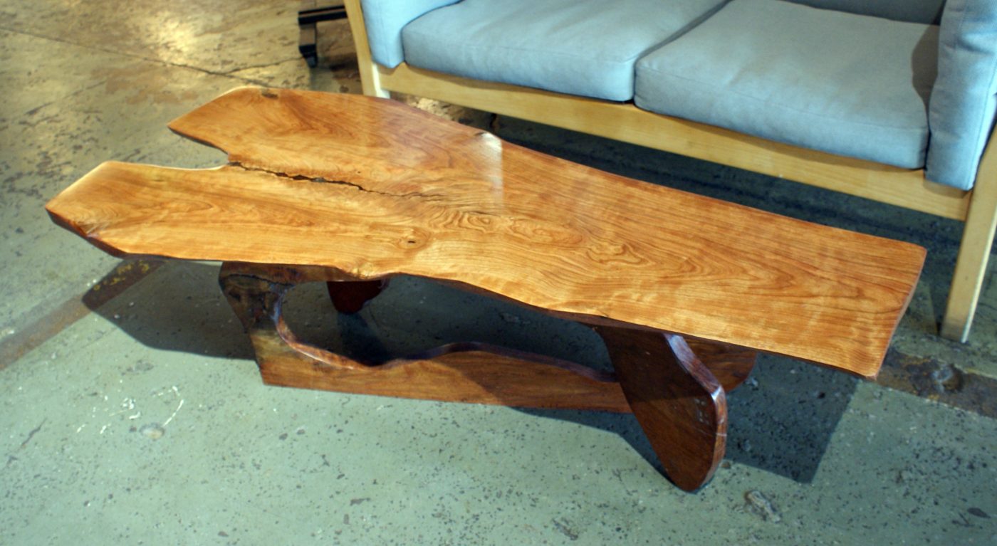 Custom Cherry Y Top Live Edge Slab Coffee Table