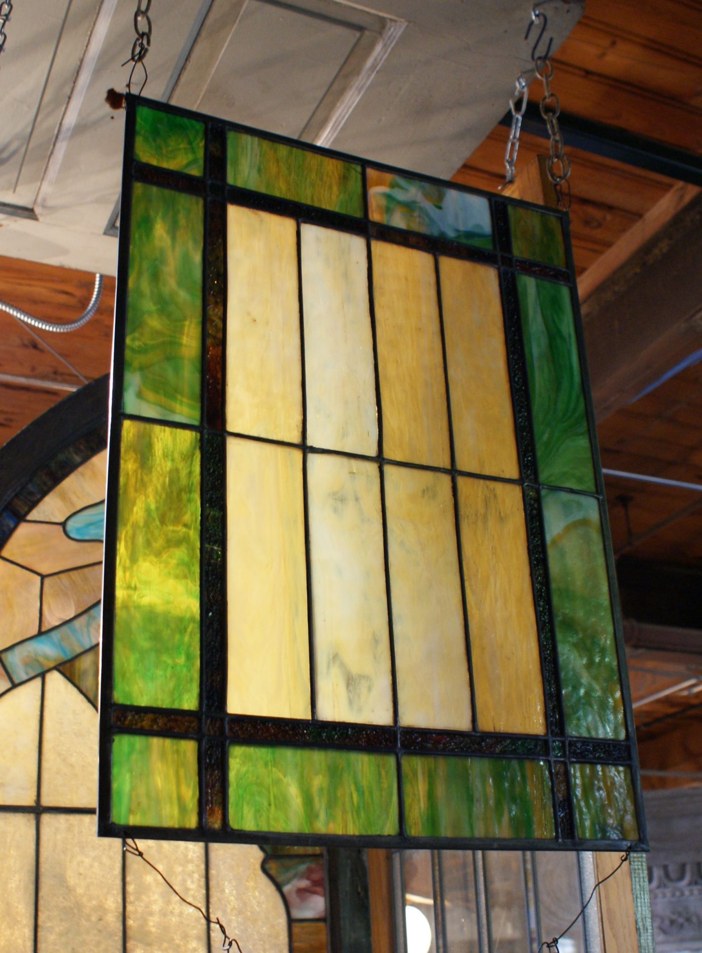 Green Tan Brown Prairie Stained Glass