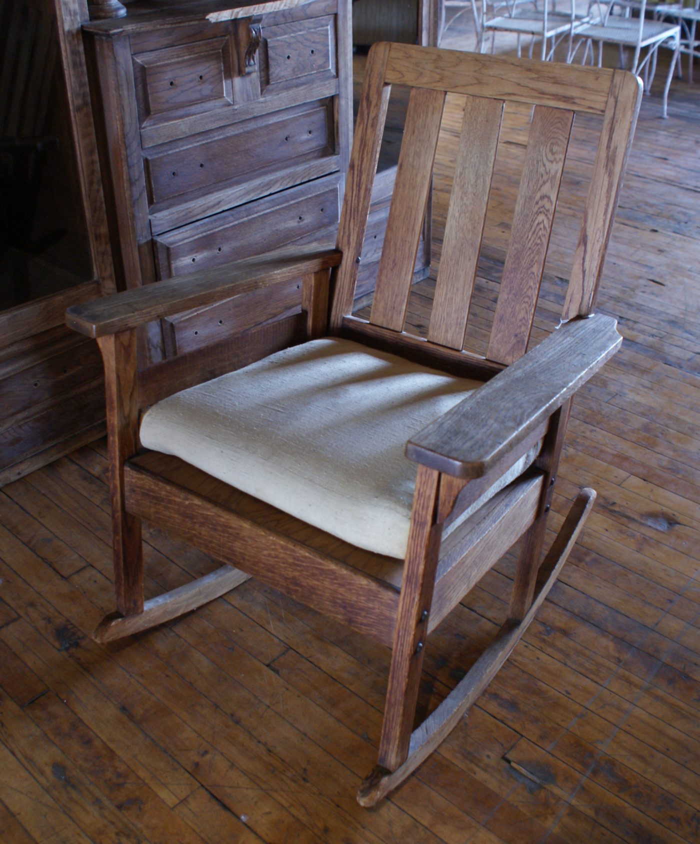 Antique Mission Rocker w Cushion