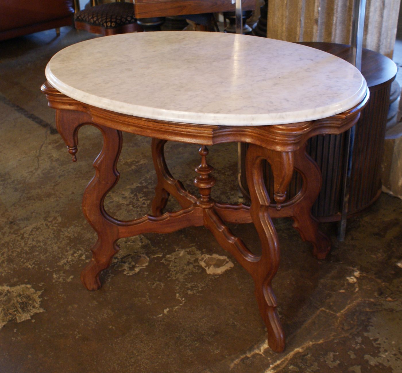 Oval Occasional Table w Marble Top