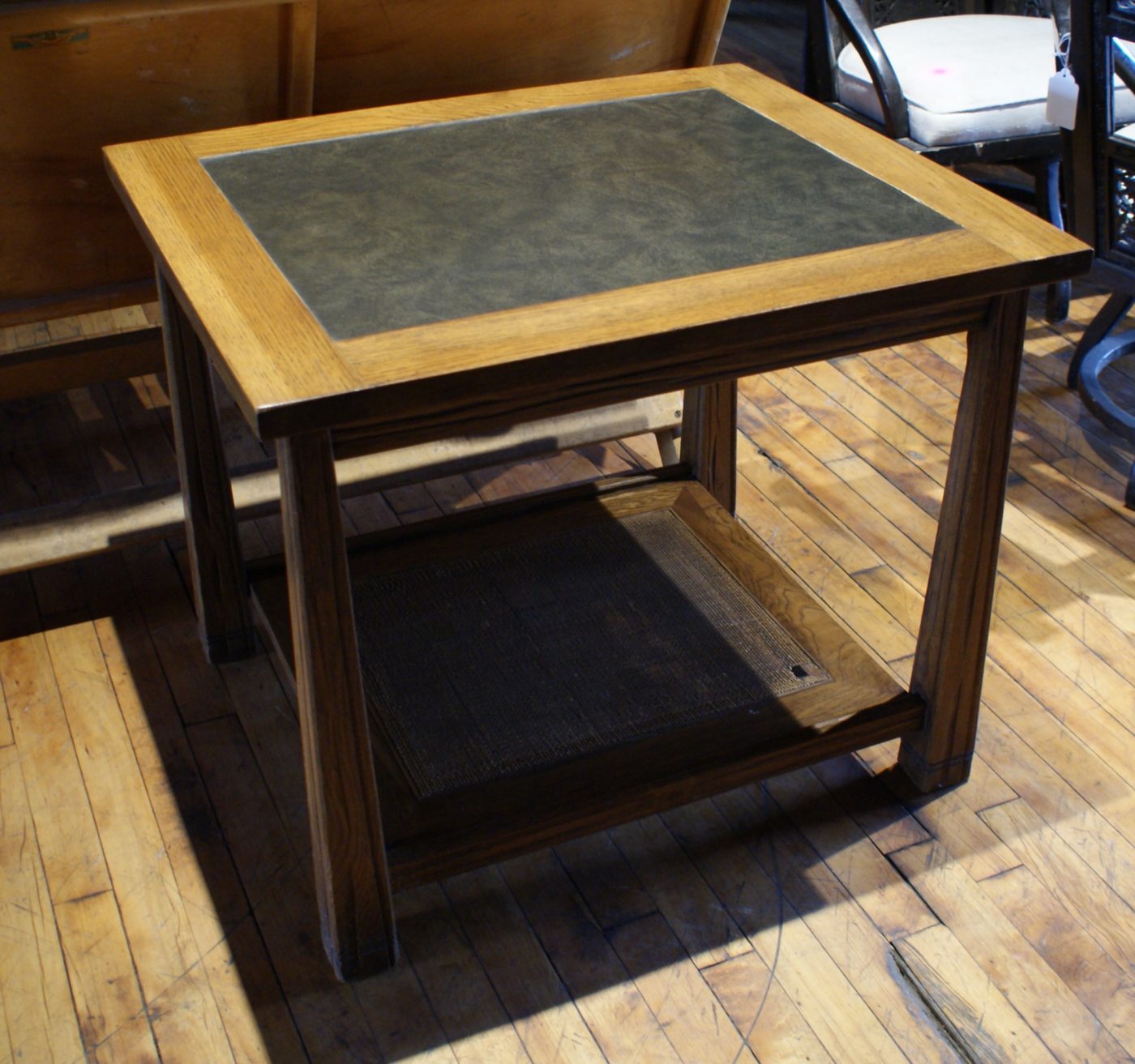 Ranch Oak Side Table w Laminate Inlay