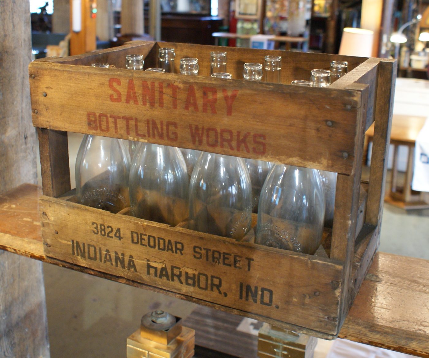 12 Glass Bottles in Original Wood Crate