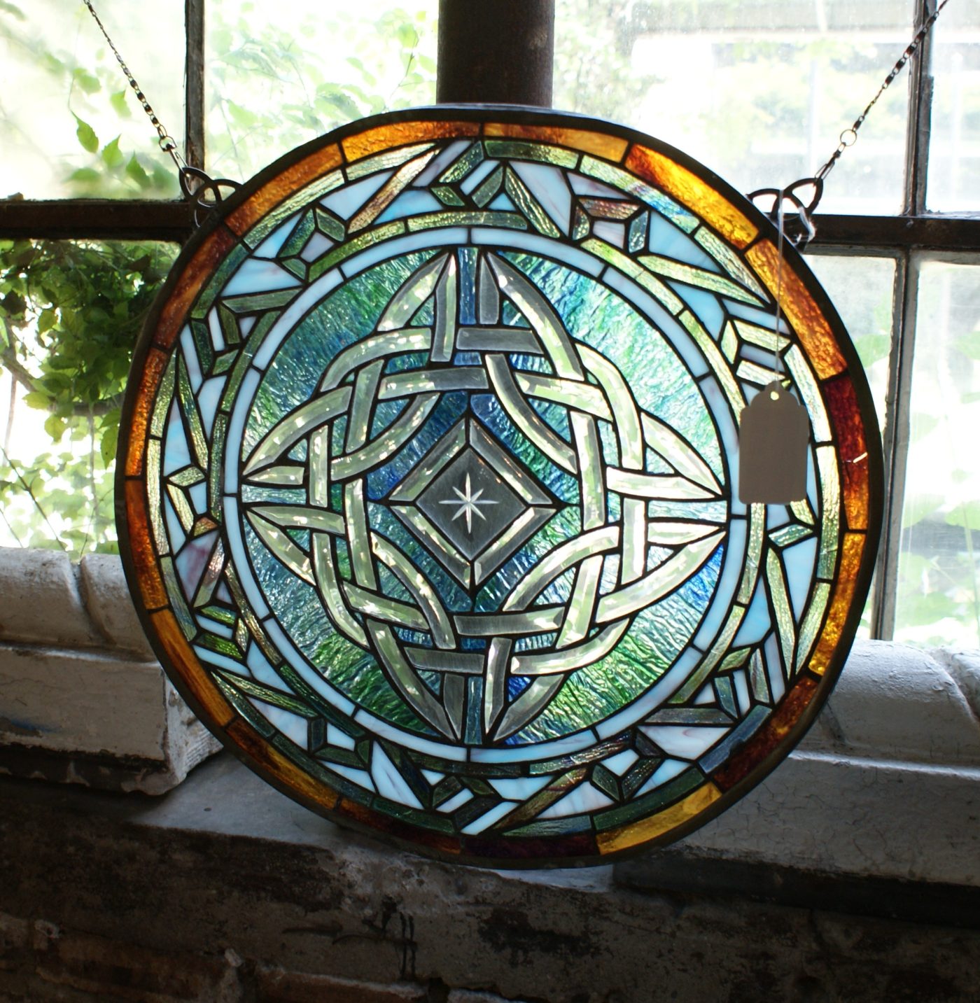 Celtic Knot Circular Stained Glass Window