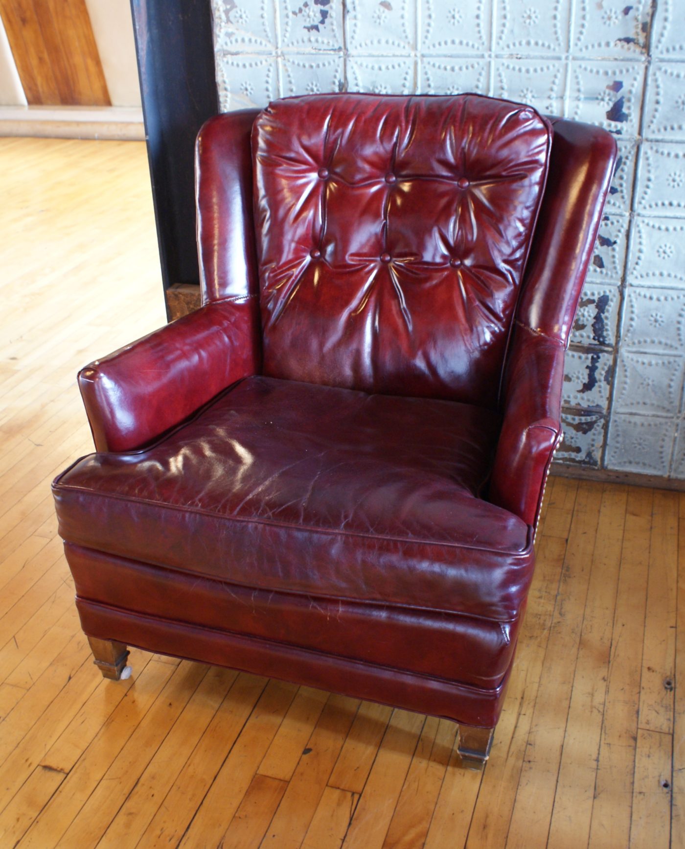 Red Leather Wingback Chair