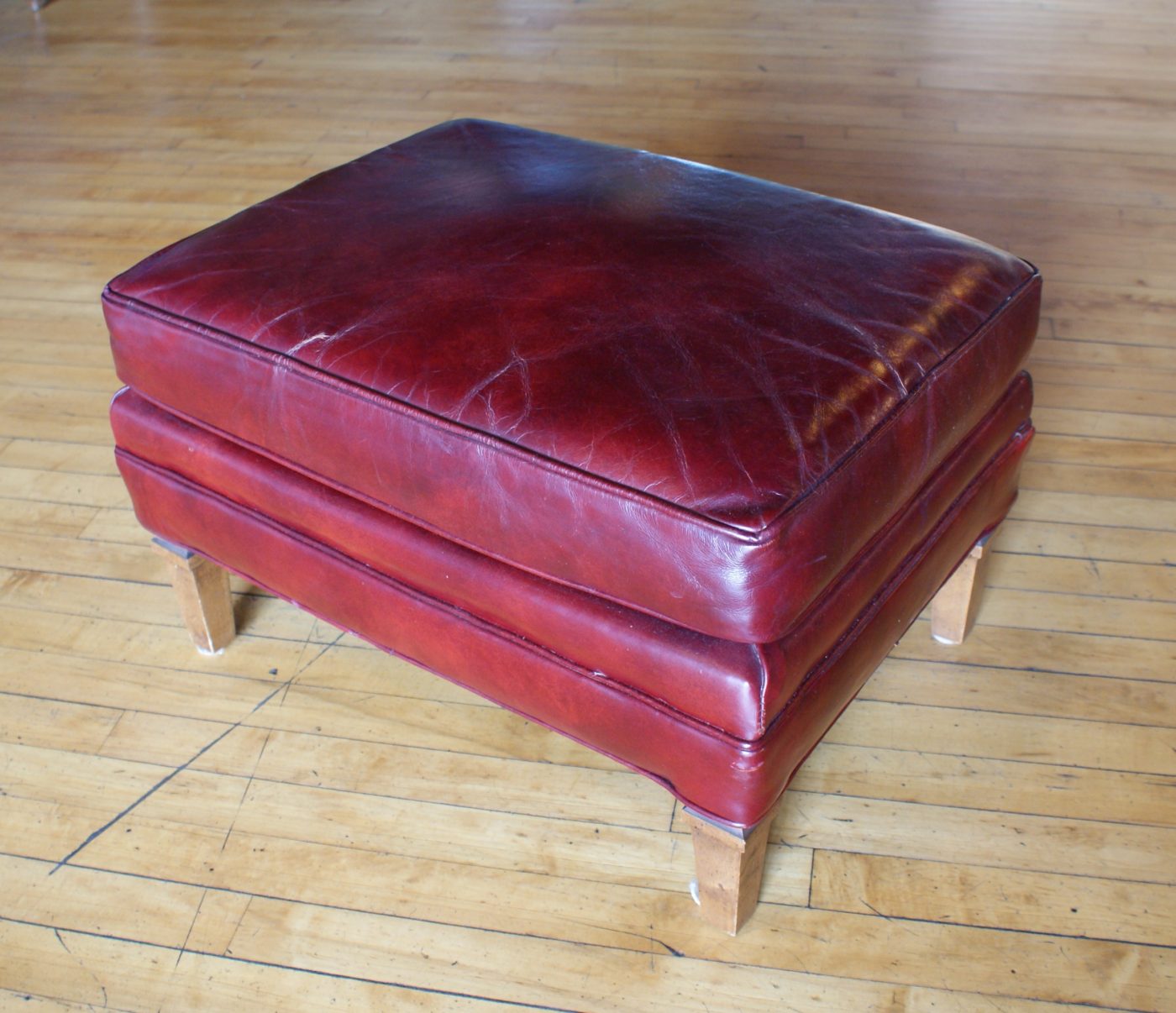 Red Leather Foot Stool