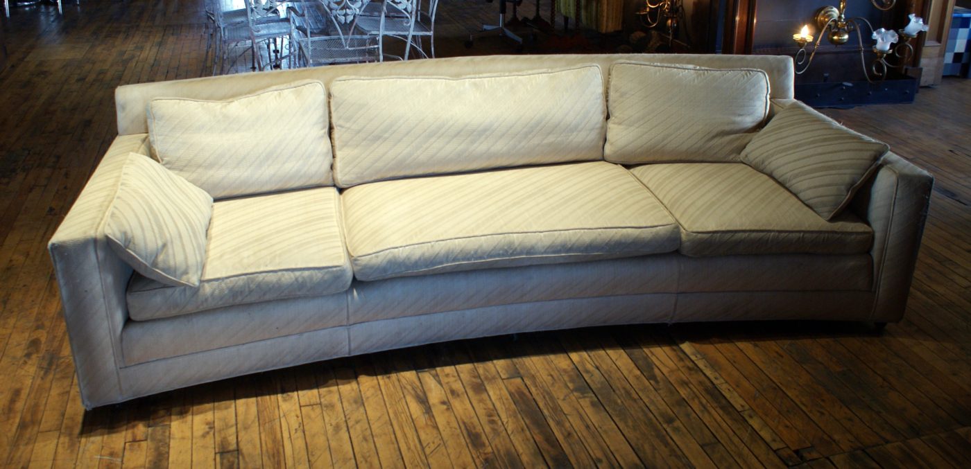 Large Curved Couch w Diagonal Stripe Pattern