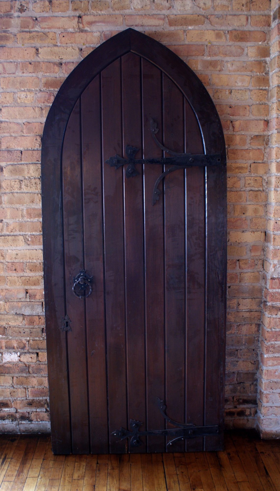 Antique Gothic Spanish Door w Iron Hardware