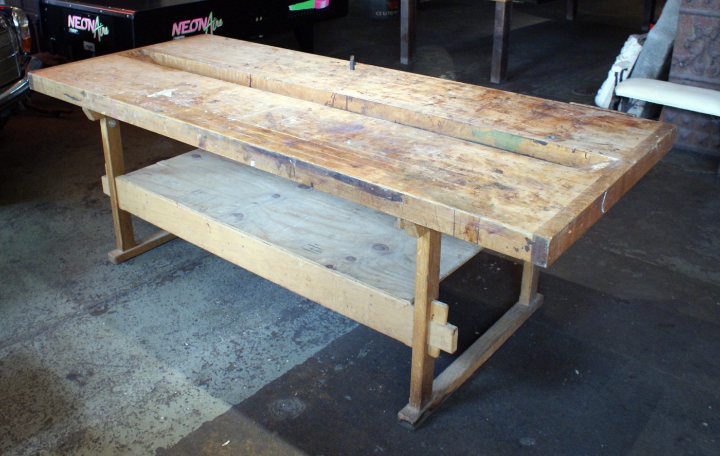 Large Butcher Block Top Work Table