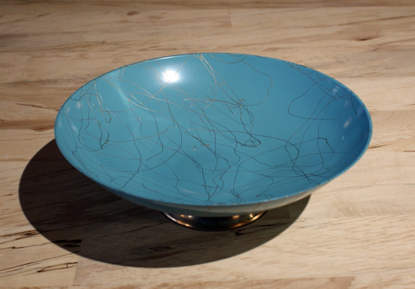 Turquoise and Gold Enamel Bowl