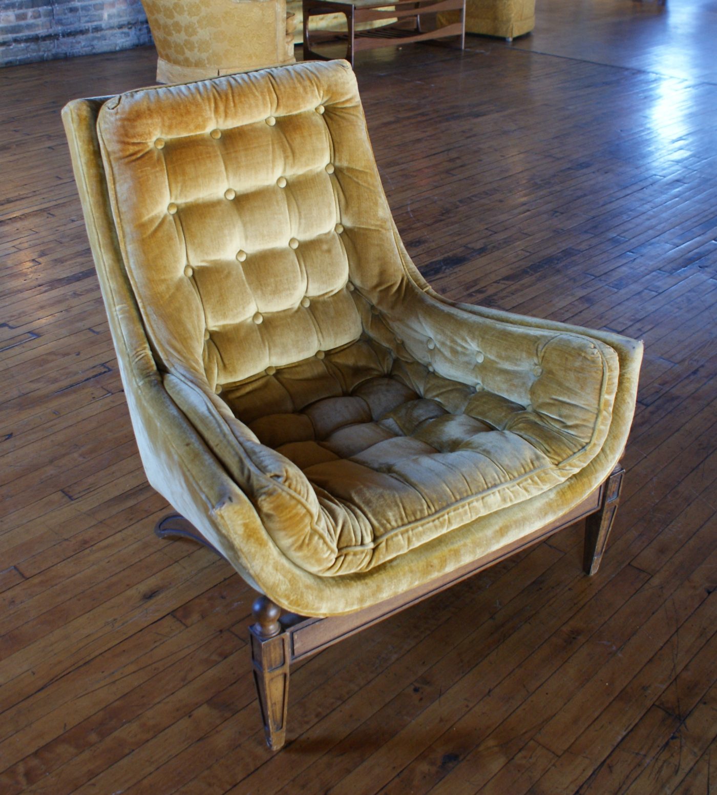 Golden Tufted Regency Armchair