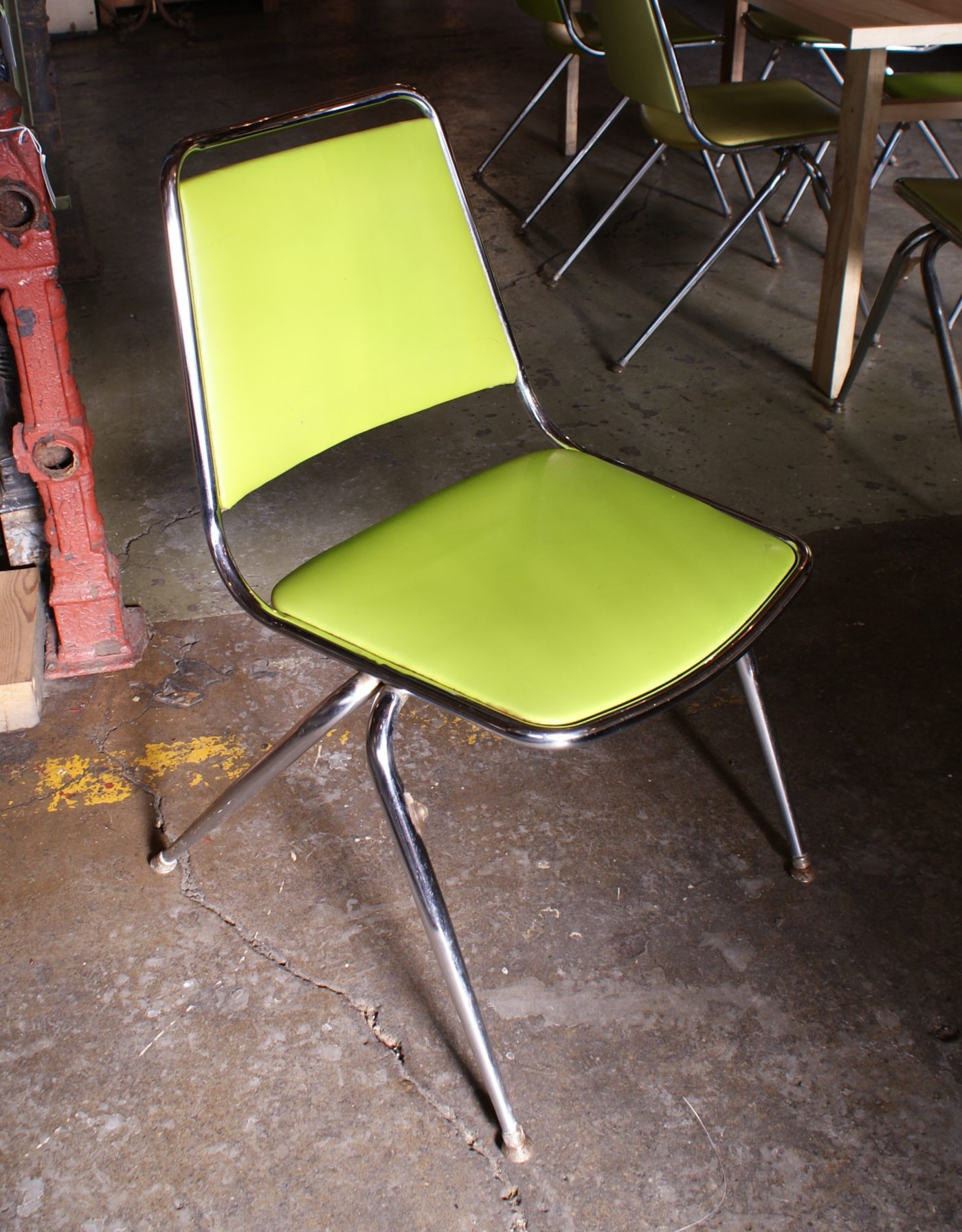 Chrome Frame Chair w Lime Green Vinyl