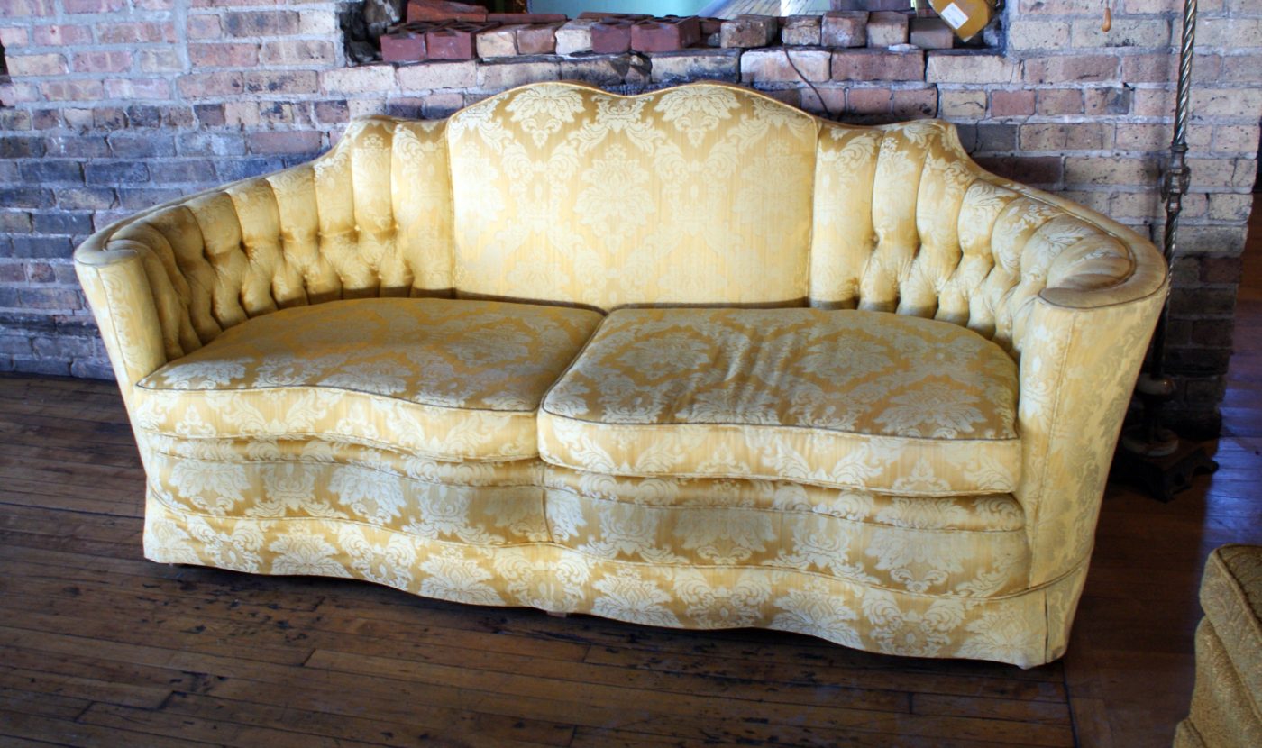 Yellow Regency Loveseat w Floral Fabric