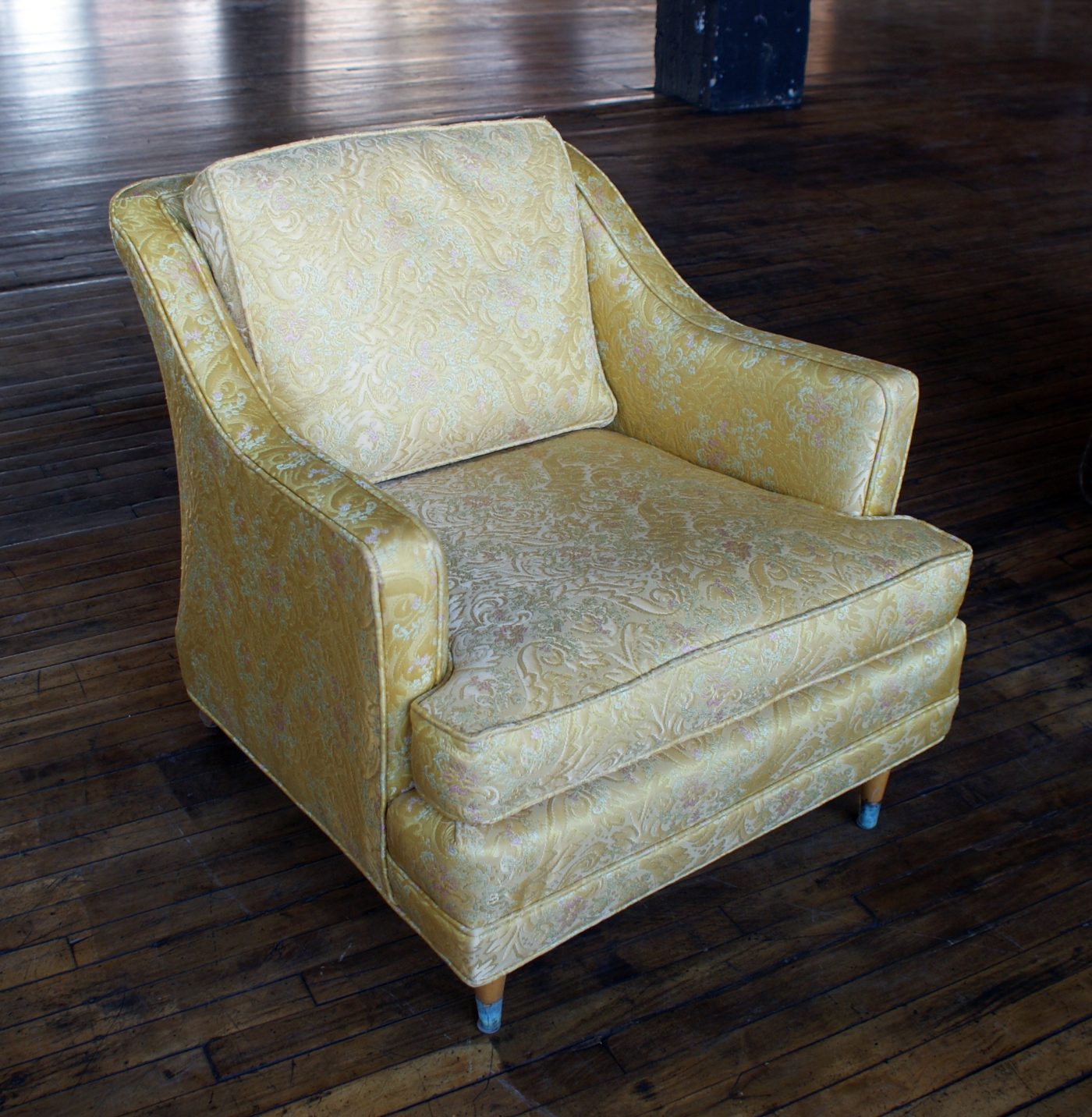 Yellow Regency Armchair w Floral Fabric