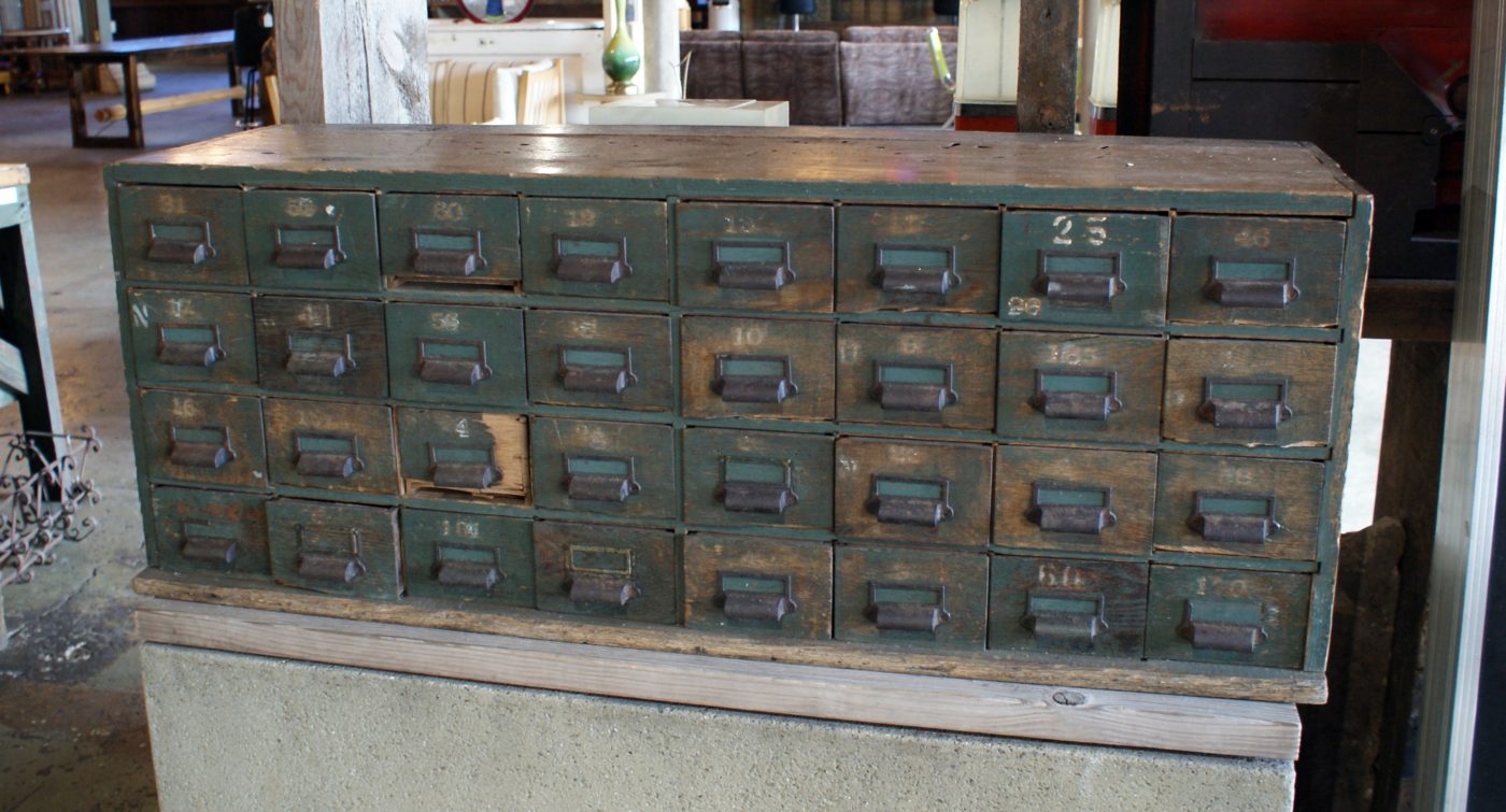 Antique 32 Drawer Card Catalog