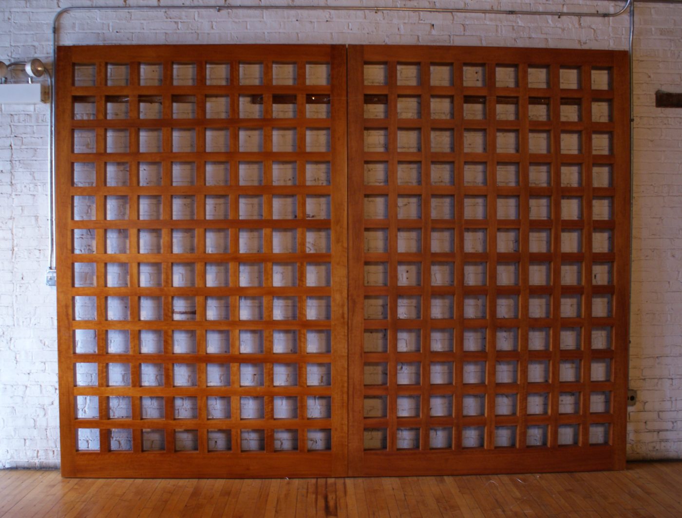 Large Solid Wood Grid Screen Divider