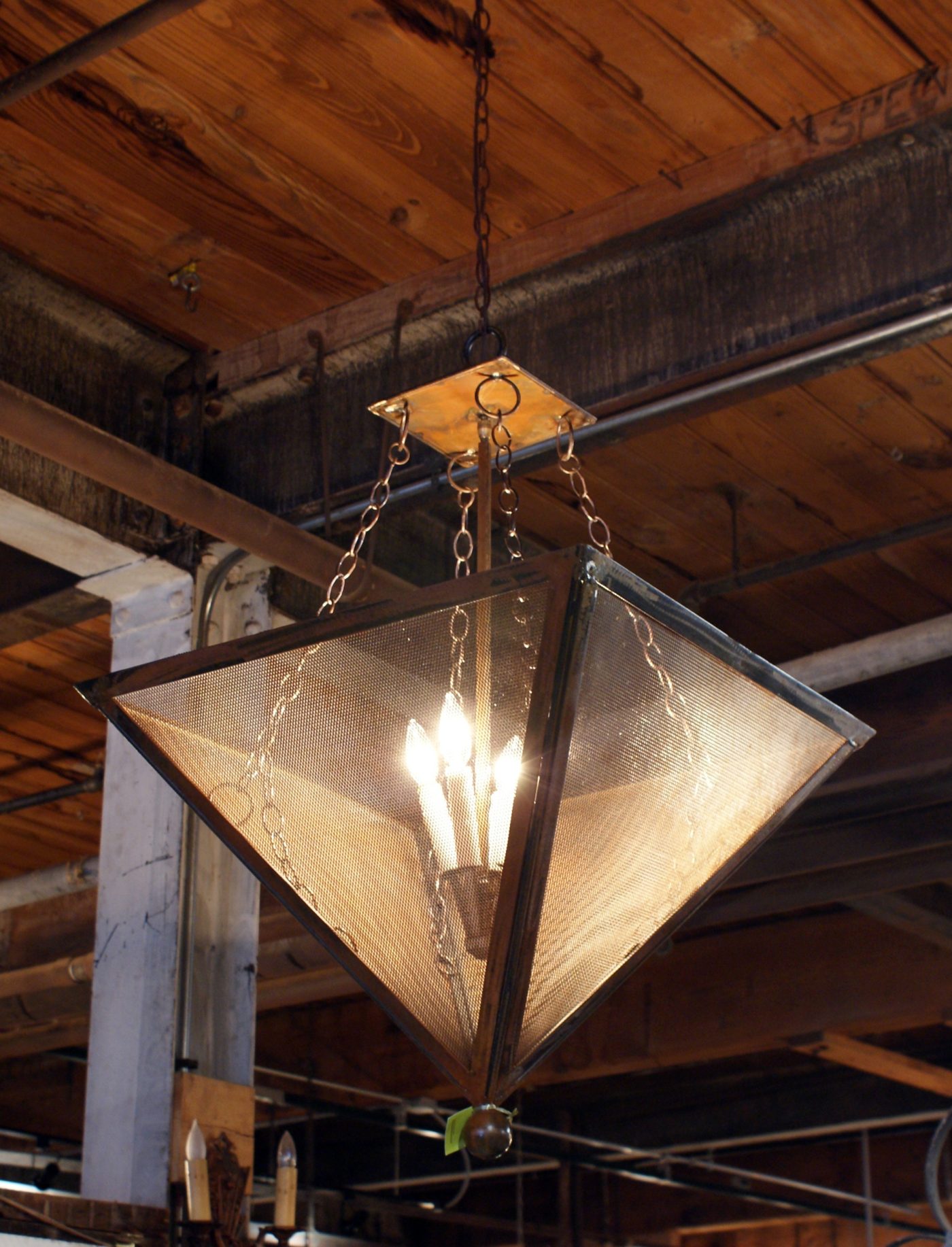 Steel Inverted Pyramid Hanging Light