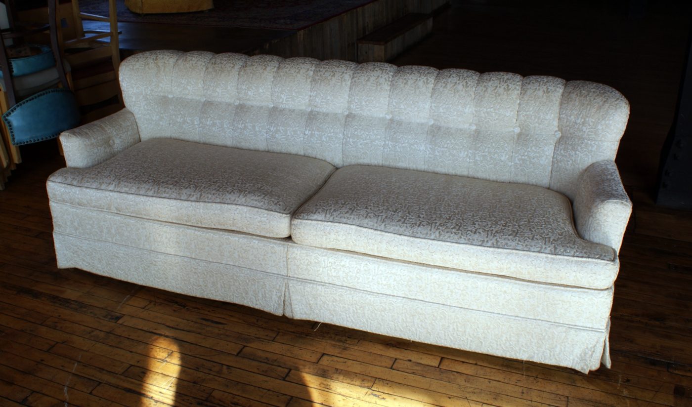 Vintage Cream Sofa w Tufted Back