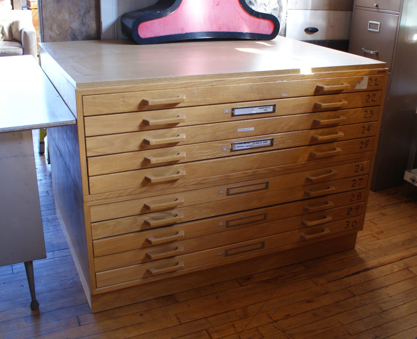 Wood 10 Drawer Flat File