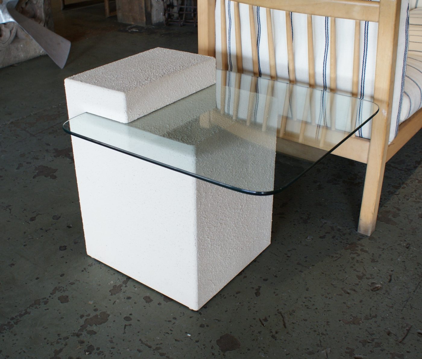 80s Cantilevered Glass Side Table