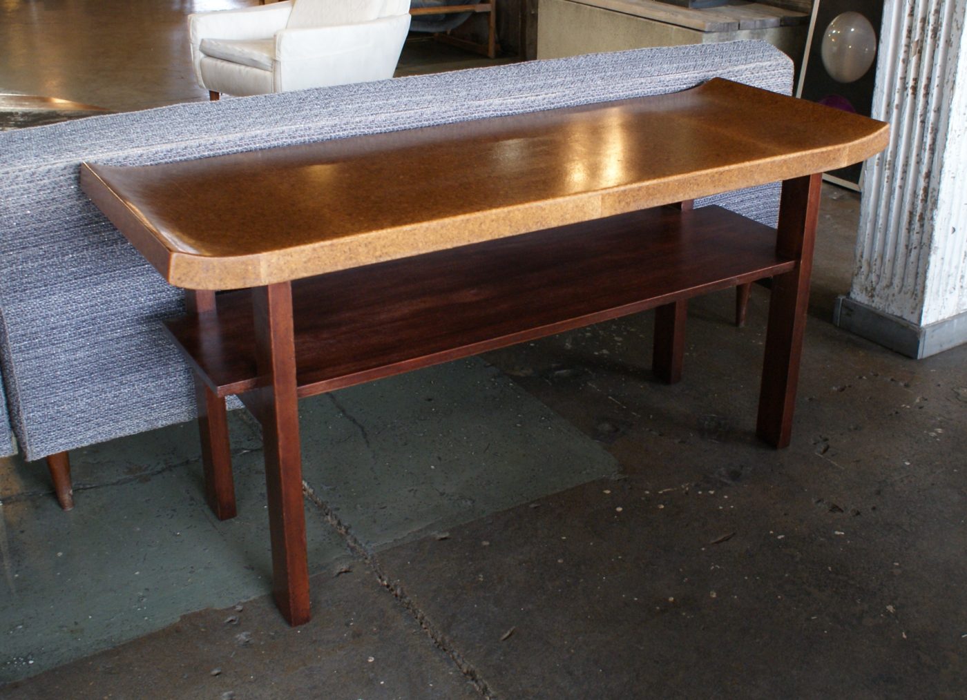 Refinished Cork Top Sofa Table by Paul Frankl