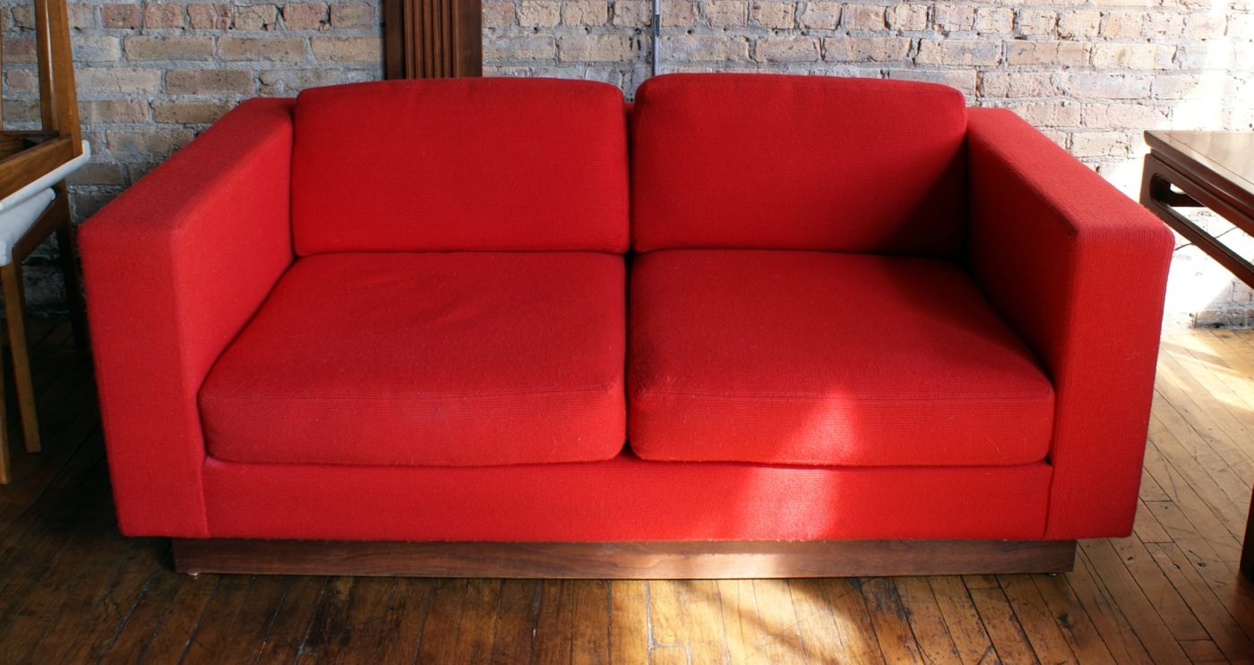 MCM Style Red Platform Loveseat