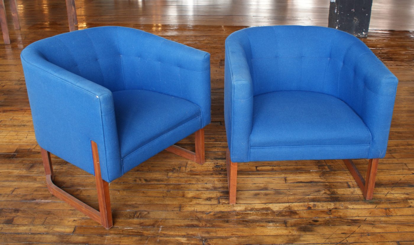 MCM Style Blue Club Chair PAIR