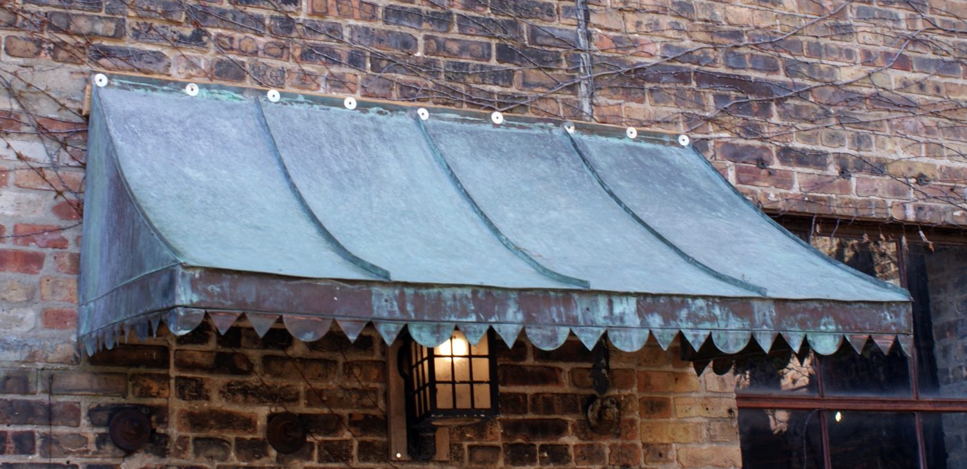 Antique Copper Awning w Scalloped Edge