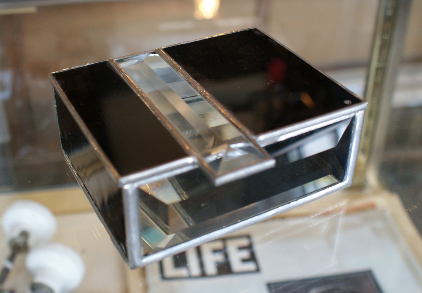 Small Black and Beveled Mirror Box