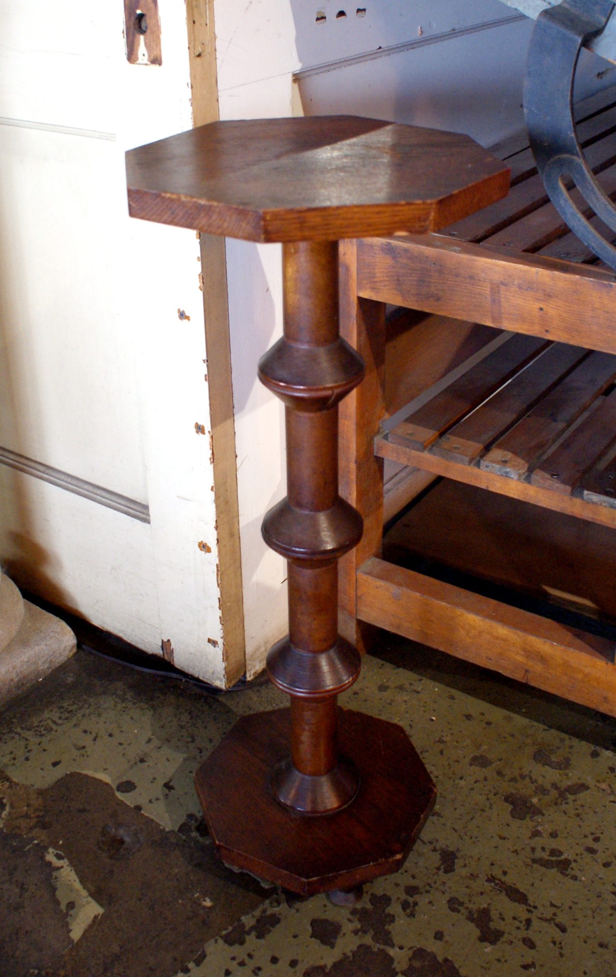 Folk Art Spool Pedestal Table