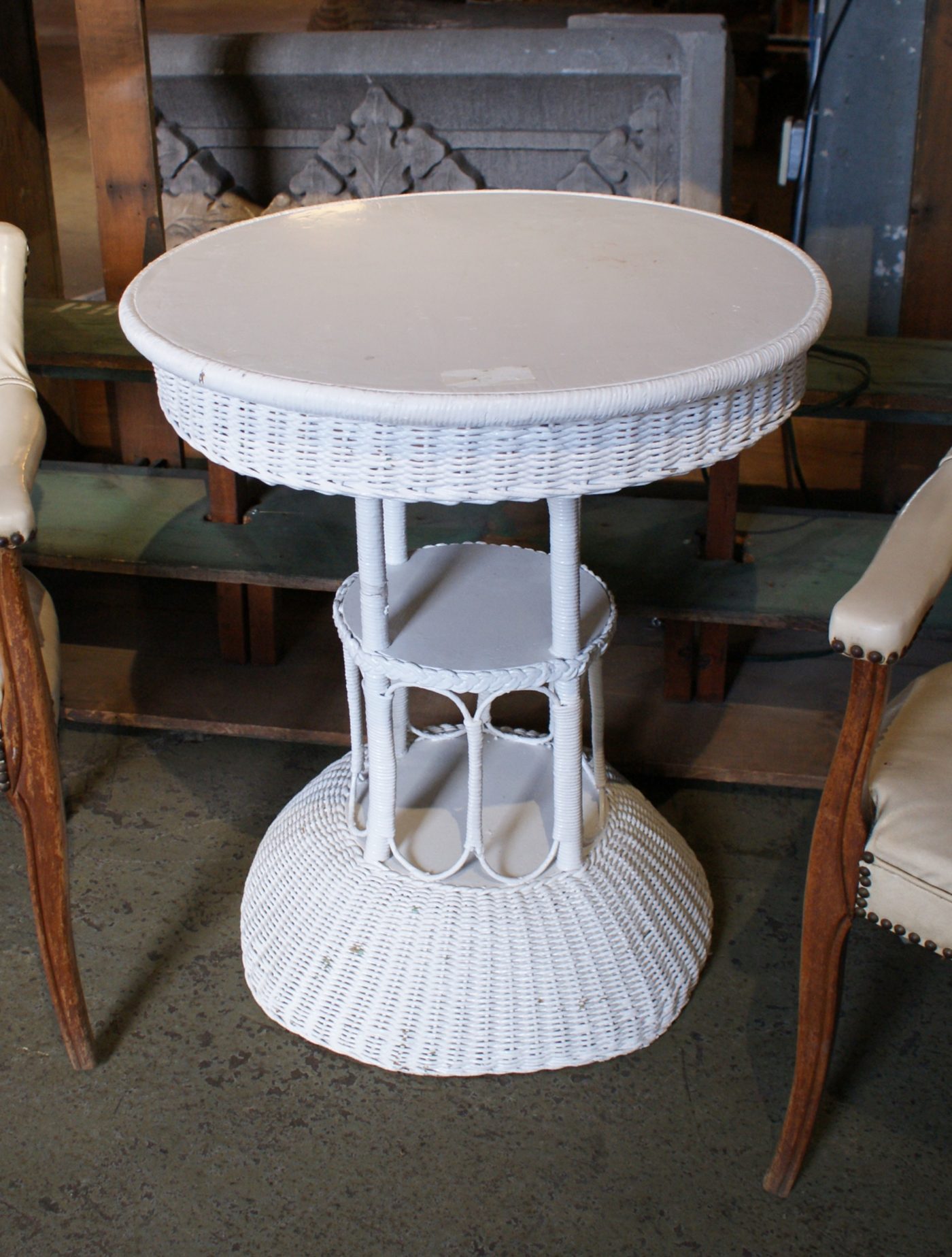 Antique White Wicker Cocktail Table