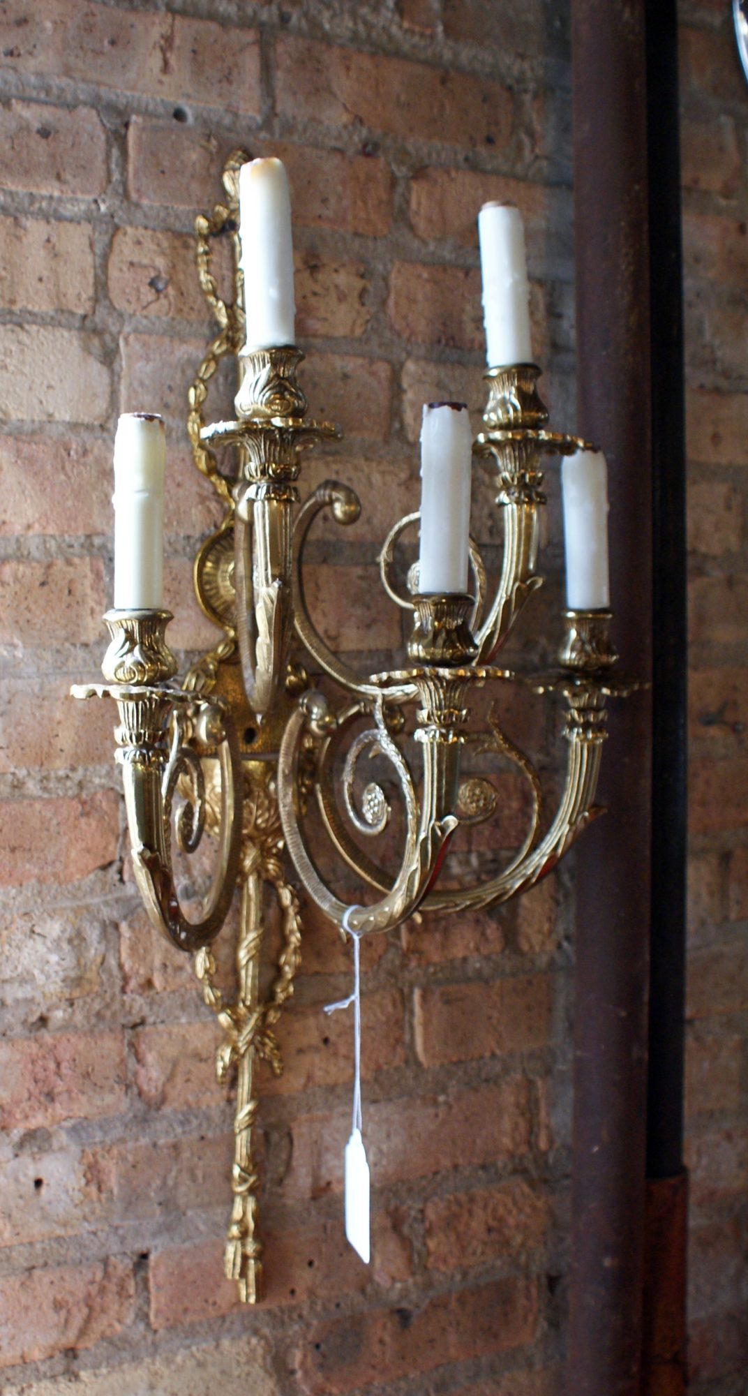 Polished Brass 5 Light Candlestick Sconce