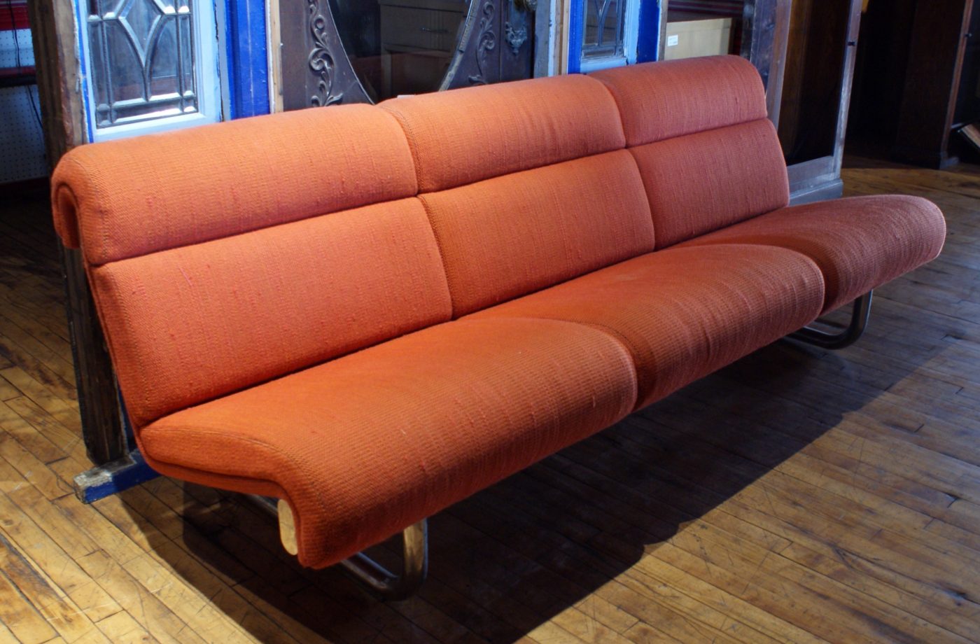 Orange Sofa w Chrome Frame