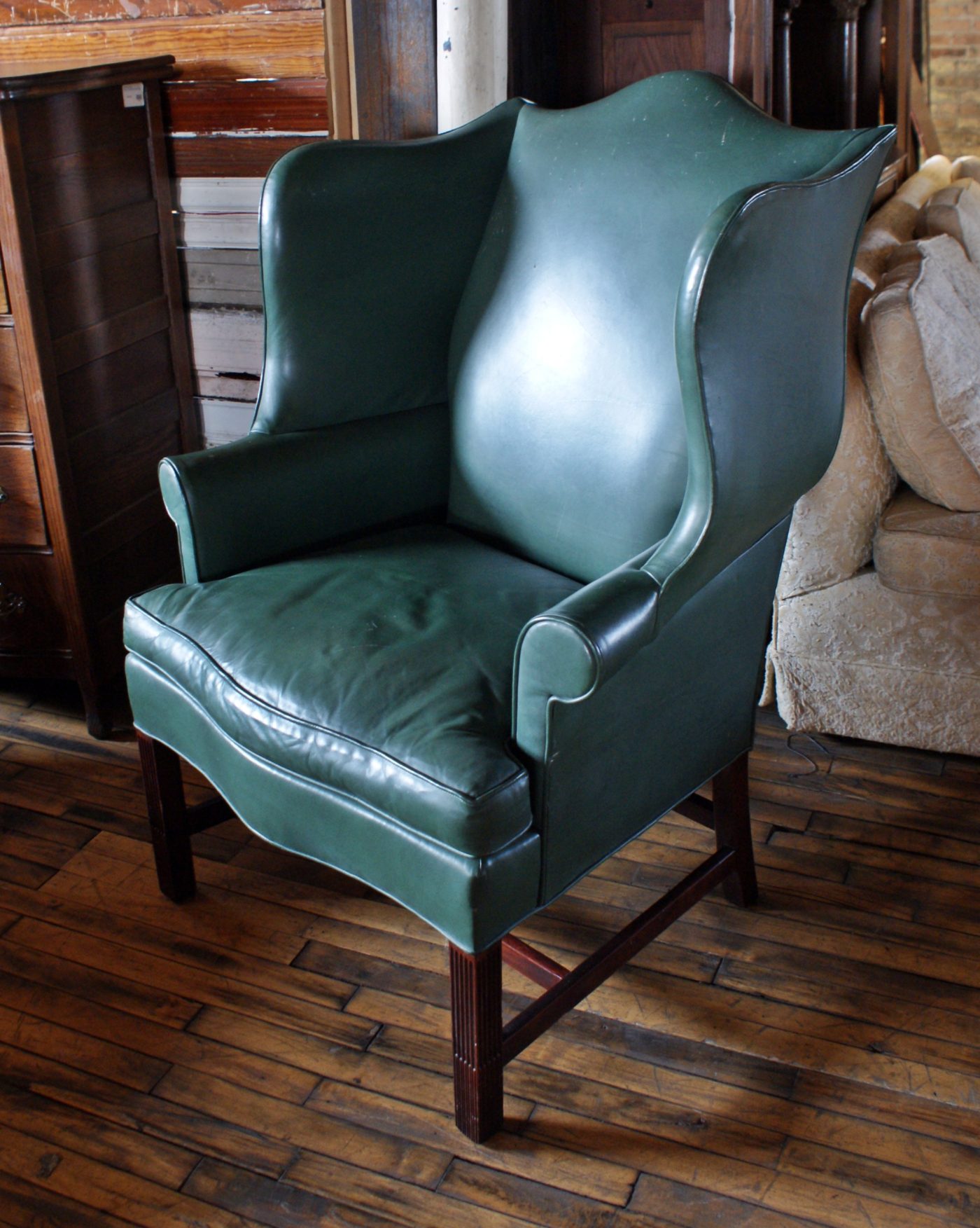 Green Leather Wingback Chair