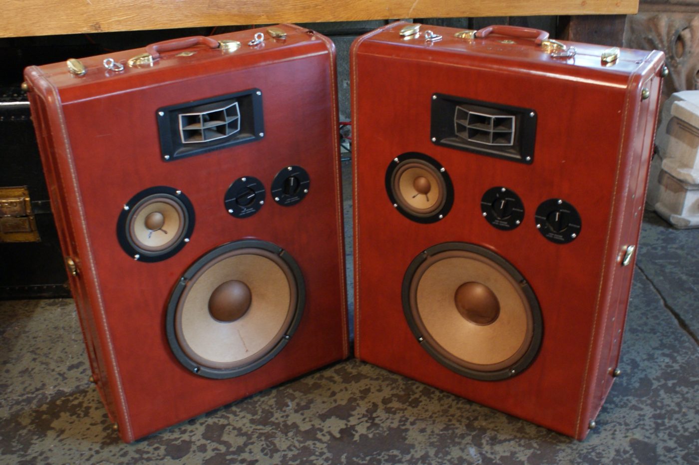 Red Luggage Speakers PAIR