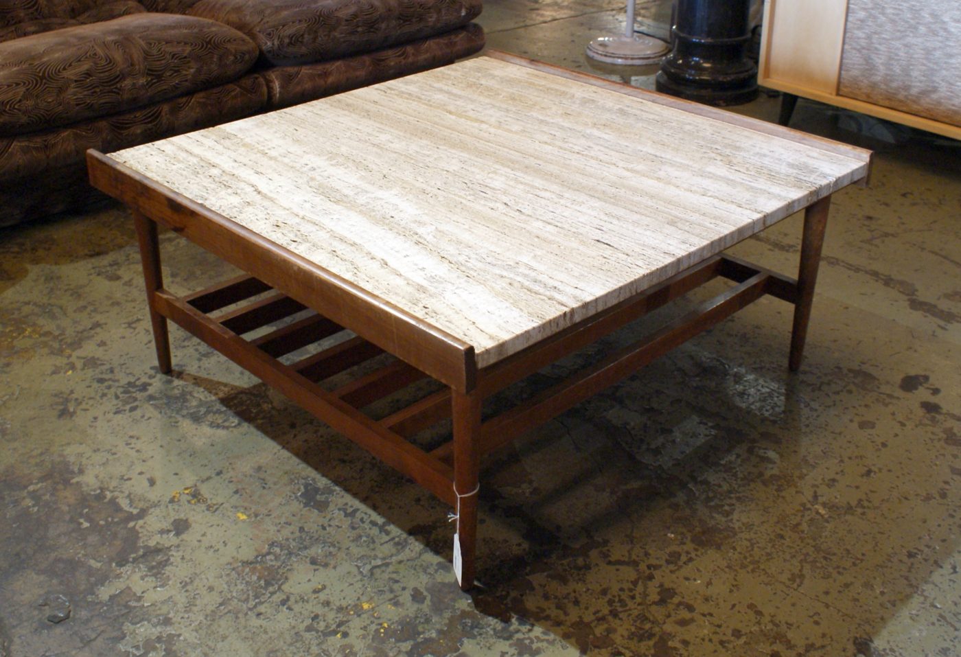 MCM Coffee Table w Travertine Top