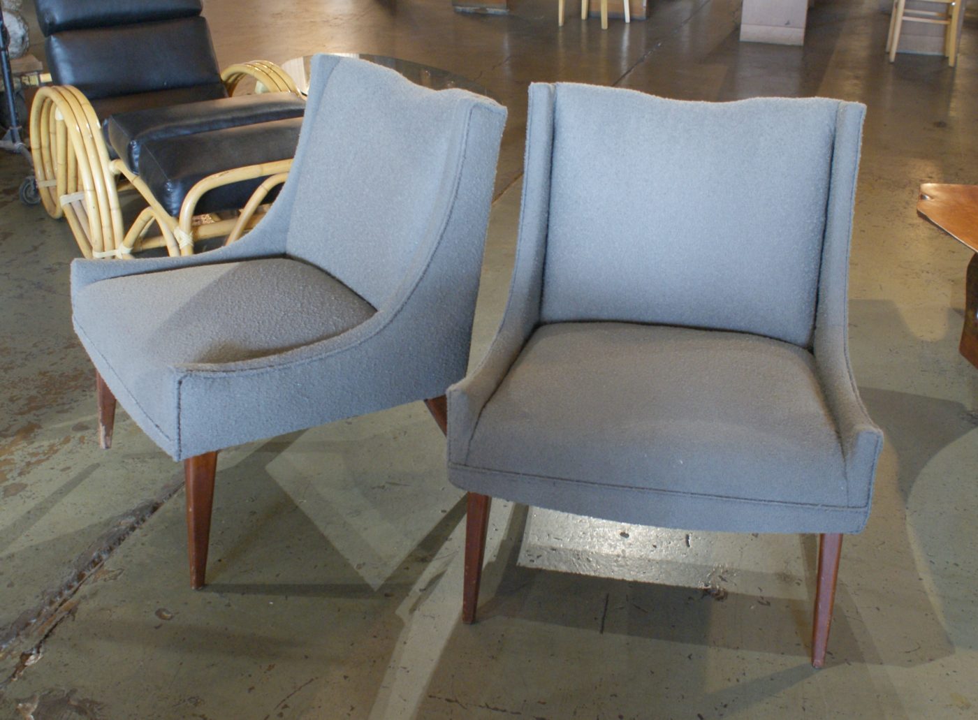 Grey Upholstered Slipper Chair PAIR